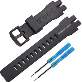 Resin Wristband Replacement for Casio Protrek PRG-300, PRW-6000, PRW-6100, PRW-3000, PRW-3100 – Suitable for Men and Women, Watch Accessory(Black/Black Buckle)
