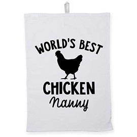 Hippowarehouse World's Best Chicken Nanny Tea Towel Eco Printed Dish Cloth Kitchen accessory 50cmx70cm 100% Cotton
