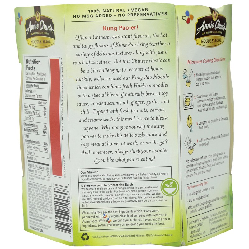 Annie Chun's Kung Pao Noodle Bowl, 8.6 Oz