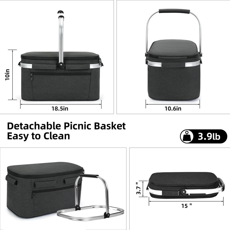 ALLCAMP Picnic Basket - 2 Ice Box Included 32L Insulated