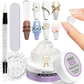 MIZHSE Solid Builder Gel For Nails, Clear Nail Sculpture Gel Solid Extension Gel Non-Sticky Hand Carving Gel Modeling Nail Art Gel 60g