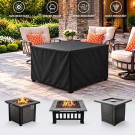 Square Fire Pit Cover for Outdoor Protection – Waterproof Outdoor Cover with Secure Drawstring Closure for Patio Fire Tables