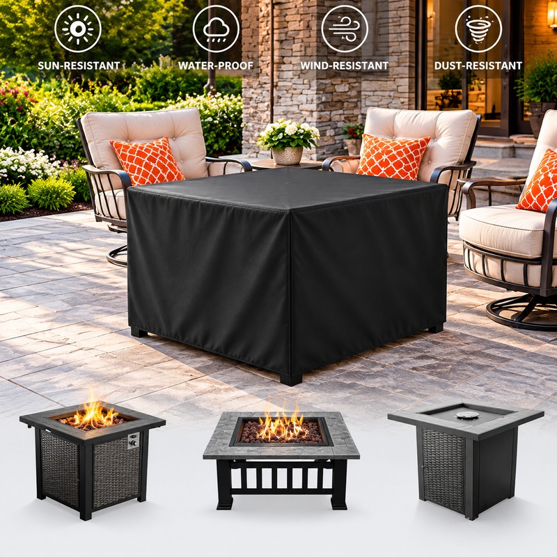 Square Fire Pit Cover for Outdoor Protection – Waterproof Outdoor