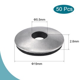 sourcing map Bonded Sealing Washers 19x5.5x2.8mm Stainless Steel EPDM Rubber Backed Screw Gasket, Pack of 50