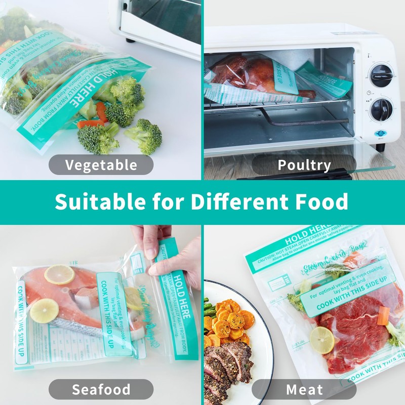 WRAPOK Microwave Steamer Bags 30 Pack Zip Steam Vegetable Cooking