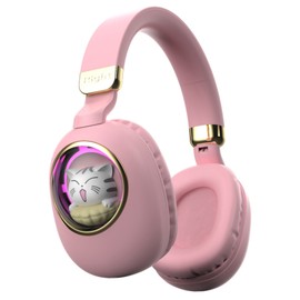 Cute Cartoon Wireless BT5.3 Headphones Over Ear Gaming Headset Cute Animal Design AUX IN Wired Earphone with Colorful Atmosphere Light Foldable Soft Ear Cushions