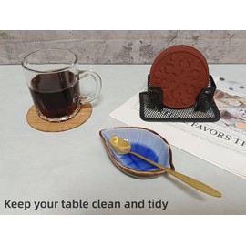 Coffee Spoon and Rest for Coffee Bar, Ice Cracks Leaf Small Spoon Rest for Coffee Station, Tea Spoon Rest Teaspoon Rest (Sapphire and Rose Spoon Set)