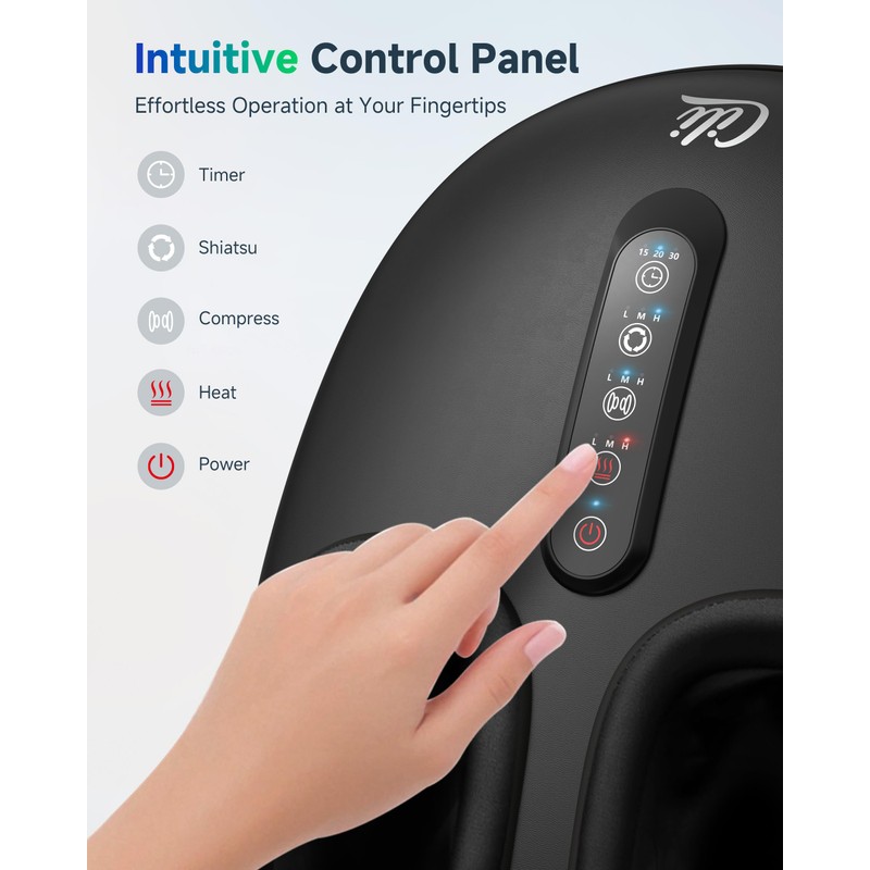 CILI Shiatsu Foot Massager with Heat and Compression, Kneading, Rolling,Electric