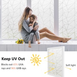 NINETREX Window Privacy Film Frosted Glass Window Clings Decorative Coverings Non-Adhesive Sun Blocking Stickers for Home Office Garage,17.5 x 157.4Inches