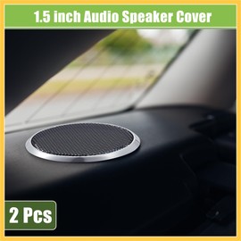 REPAIROCK Universal 1.5" Car Speaker Grills Cover Mesh Round 1.5 Inch Audio Speaker Subwoofer Guard Protector Case Iron Silver Tone - Pack of 2 Auto Replacement Parts