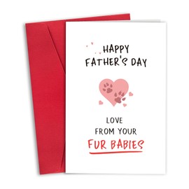 RollupJoy Funny Father’s Day Card from Dog Cat, Cute Fur Dad Fathers Day Card Gifts for Him Men, Happy Father’s Day Card for Dad from Pet
