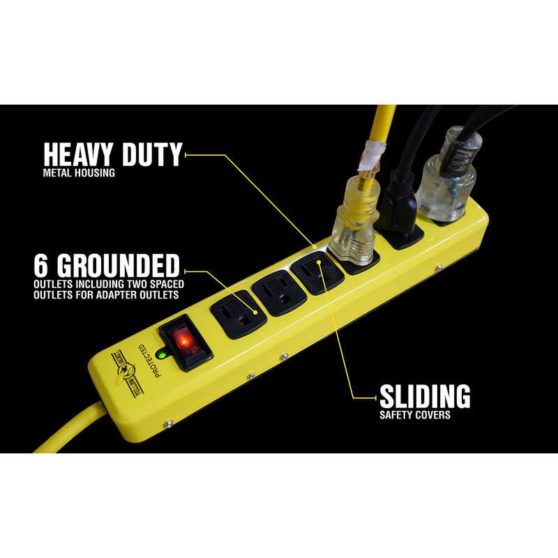 Yellow Jacket 5138N 5138 Metal Surge Protector Strip with 6