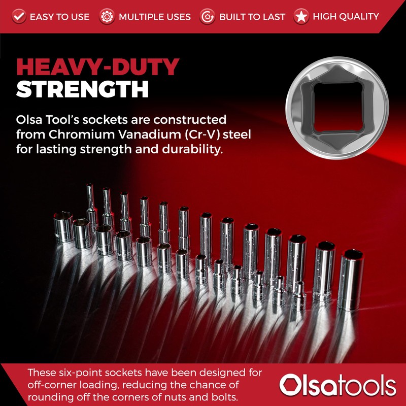 Olsa Tools Metric Socket Set (14pc) | 1/4-Inch Drive |