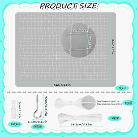 GMMG Cat Net for Balcony, Cat Net, Wire Reinforced, 2 x 3 m, Cat Protection Net, No Drilling, Balcony Net, Cat Net for Securing Balconies, Patios, Windows, Doors, Fences