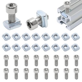 lyualma 30 Piece T-Nut M5 Set Carbon Steel Nickel-Plated T Slot Nut Connector Set, T-Slot Blocks Set T-Nut for Aluminium Profile Extrusion Slot, Clamping Claws