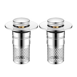 ZKSM Bathroom Sink Stopper, Universal Drain Plug Filter with Adjustable Hair Catcher Fine Mesh, Anti-Clog Sink Drain Strainer for Bathroom, Shower, Tub Easy Install Stainless Steel Pop Up Design