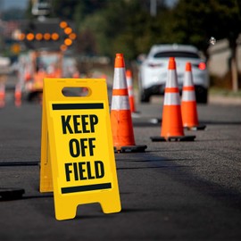 Keep Off Field Sidewalk Sign Kit, 10x16 Inches, with A Frame Stand, Made in USA