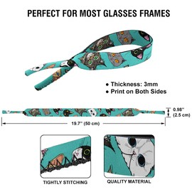 WIRESTER Fashion Eyeglasses Strap, Floating Sunglass Holder Strap, Safety Flexible Neoprene Eyewear Retainer for Men Women - Cat Faces Pattern