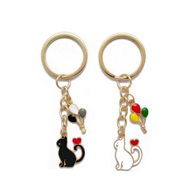 Lsphioole 2pack Cute Keychains For Women, Charming Cat Keychains For Couples, Funny Keychains For Friend