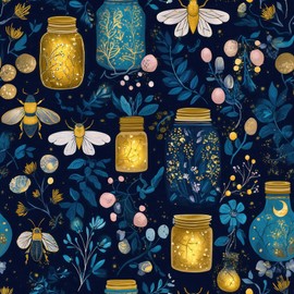 SuxiGlo Firefly Night Botanical Wallpaper Peel and Stick Wallpaper