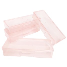 Plastic Implements Nail Tech Box, Hozziii Pink Manicure Tool Box Nail Supply Storage Organizer Personal Box for Manicure Pedicure Kit (4pcs in pink)
