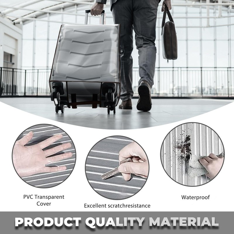 3 Pieces Clear PVC Suitcase Covers for Luggage, Waterproof Anti-scratch