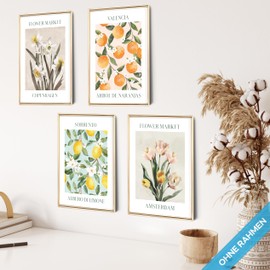 mojoliving Modern Pictures Kitchen Poster Set | Pictures Fruit Abstract | Decorative Kitchen | Wall Pictures Kitchen | Aesthetic Poster for Kitchen and Living Room | Kitchen Picture Set | Wall