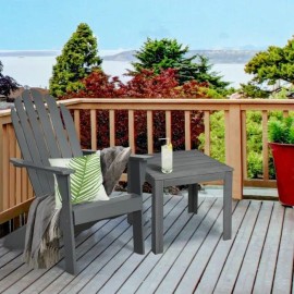 Wooden Outdoor Lounge Chair Teak Rustic Design Ergonomic Garden Chair for Yard and Patiocolor: Gray1