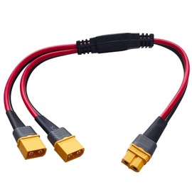OUQYLG XT60 Splitter Extension Cable 1 Female to 2 Male Connector Adapter,12AWG Extension Cord for Solar Panel,Solar Generator,Portable Power Station, Drone,RV,Ship etc(0.3M/1ft)