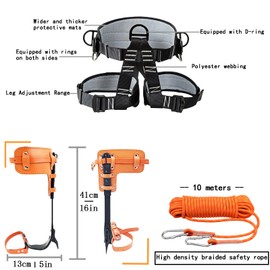 timiland Tree Climbing Spikes Set,Leather Tree Climbing Gear can adjustable Length Design,with adjustable Climbing belt and nylon umbrella rope,for Climbing,Picking Fruit and Outdoor Sports