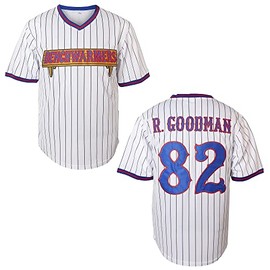 Benchwarmers Jersey 32 Howie Goodman 68 Reedy 82 Richie Goodman 44 Matthews Stitched Men's Pinstriped Baseball Jersey (Small, 82 White)