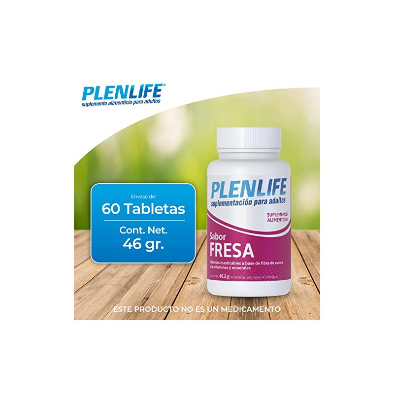 PLENLIFE Multivitaminas tabletas masticables complejo B sabor fresa 60 u.