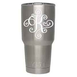 ViaVinyl Monogram die cut decal/sticker. CLICK FOR COLOR/LETTER OPTIONS. AVAILABLE IN FOUR COLORS AND ALL LETTERS A-Z! Great for windows, Yeti and RTIC tumblers, Macbooks and more! (Letter "K", White)