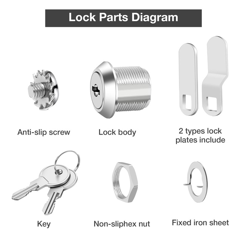Cabinet Locks with Keys, 5/8" Long Cam Locked keyed Alike,
