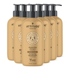 ATTITUDE Natural Deodorizing Shampoo for Cat & Dog, Vegan and Cruelty-Free, Grooming Products, Lavender, 16 Fl Oz (Pack of 6)