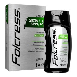 Folcress Shampoo Control Caspa para Hombre - Anticaspa, Ozonizado, Fórmula Avanzada con Piritionato de Zinc - Cuidado Cabello Graso - 260 ml
