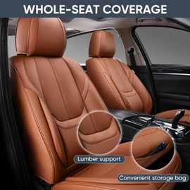 KIDYACWST Auto Car Seat Covers Accessories Full Set Leather Cushion Protector Breathable Waterproof Seat Cover for Cars Universal Fit (Brown, FullSet Without Headrest)