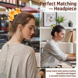 Flomiara 4PCS Hair Clips for Women, Flower Claw Clips, Women Cute Hair Clips, Suitable for Thick Thin Hair, Non-slip Matte Firm Hairpin, Plastic Hairpin, Transparent, Yellow, Orange, Blue