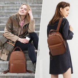 LOVEVOOK Leather Backpack Womens Small Fashion Backpacks for Ladies Girls School Bags Waterproof Rucksack Bag for Travel Mini Cute City Casual Daypacks