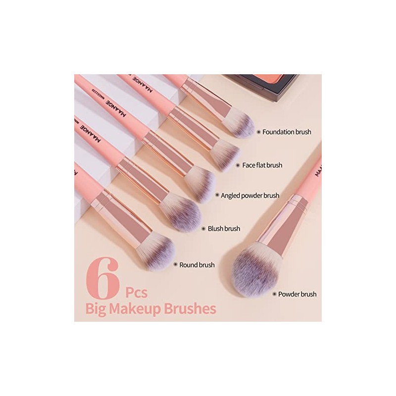 Brochas de Maquillaje Kit 18 Piezas Profesional Sintéticos de Alta
