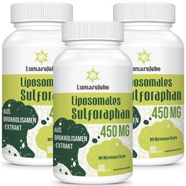 Lumarejebo Liposomales Sulforaphan Hochdosiert, 450mg Tagesdosis, Brokkoli Kapseln aus Brokkolisprossen Extrakt, Reich an Aktivem Myrosinase & Sulforaphan, 5X Advanced Formula, Vegan (180 Kapseln)