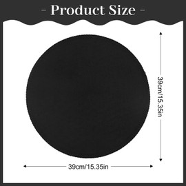 Round Placemats Set of 6, 15 Inch Linen Fabric Table Placemats, Heat Resistant, Wrinkle Free Washable Placemats Kitchen Place Mats Set of 6 for Dining Table Party Table (Black, 6)