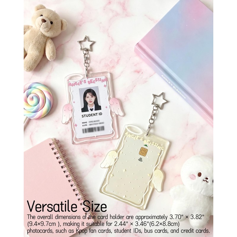 Angel Wing Photocard Holder Keychain 2 Pack- Clear Acrylic Photo