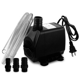 PULACO Large Flow: 800GPH（3000L/H）Submersible Pump with 6.5 ft Tubing, 45Watt Durable Fountain Water Pump With 4 Nozzles For Above 80 gallons Fish Tank or Pond
