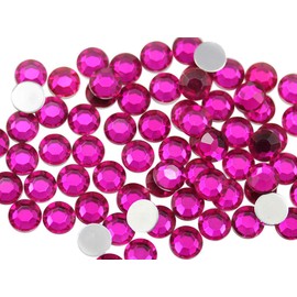 Allstarco 500PCS 8mm SS40 Pink Fuchsia H108 Acrylic Flat Back Rhinestones for Jewelry Making and Face Painting Card Making Embelishments Plastic Gems