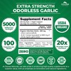 Zazzee USDA Organic Odorless Garlic 20:1 Extract, 5000 mg Strength,