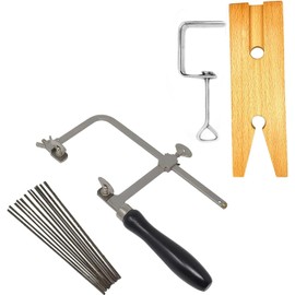 3 in 1 Professional Jeweler's Saw Set Saw Frame Kit 144 Blades Wooden Pin Clamp Wood Metal Jewelry Making Kit