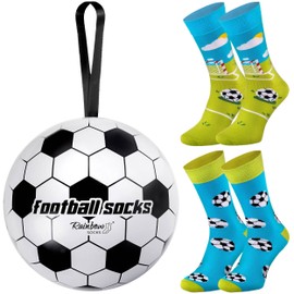 Rainbow Socks – 2 Pairs Of Football Socks In A Ball – Original Gift For A Football Player, Goalkeeper, Fan Of Football - Size 7.5-11