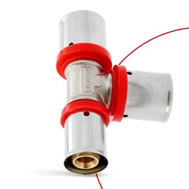 T-Piece PEX Press Fitting 20 x 20 x 16 mm with Sealing Rings Oring for Aluminium Composite Pipe, Multilayer Composite Pipe, Heating Sanitary Systems, Drinking Water Installation, Tightness 10 Bar