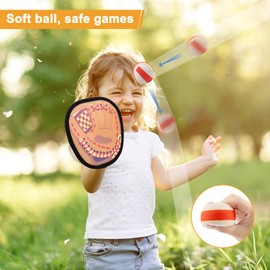 Qrooper Toss and Catch Ball Set, Toddler Baseball Training, Pool Beach Toys, Soft Sticky Balls, Yard Backyard Camping Outdoor Games for 3+ Years Old Boys Girls Birthday Gifts, Easter Basket Stuffers